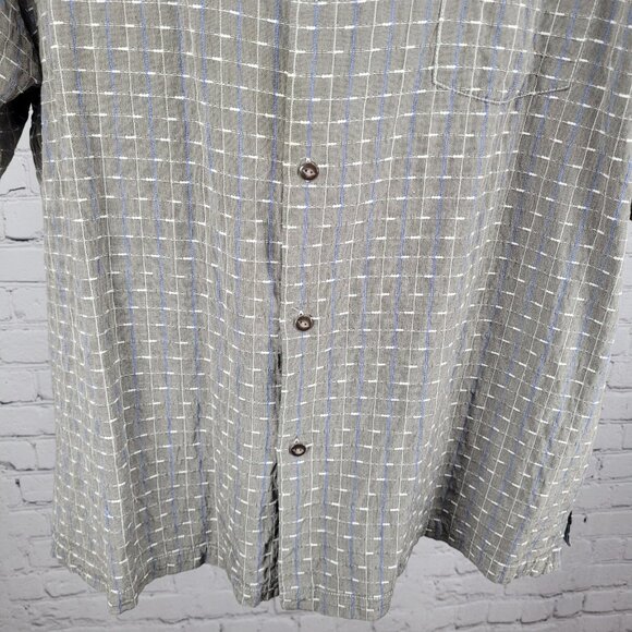 Tommy Bahama Grey Silk Cotton Original Fit Button Up Short Sleeve Shirt XXL - Picture 6 of 11